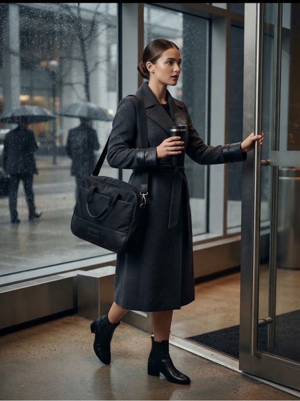 RUDSAK Black Laptop Briefcase with Shoulder Strap